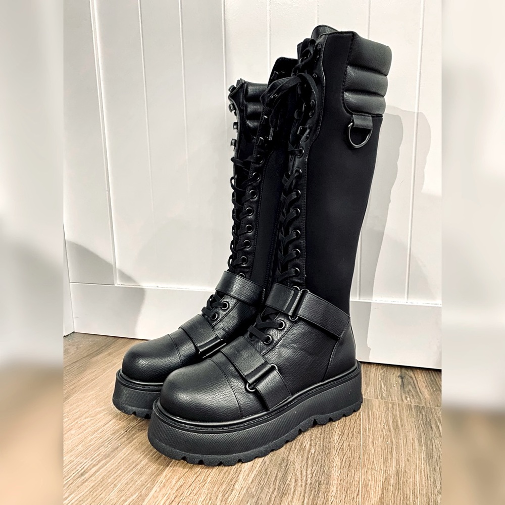 NEW Killstar vegan leather platform “Assimilator” tall boots size 7 new with box